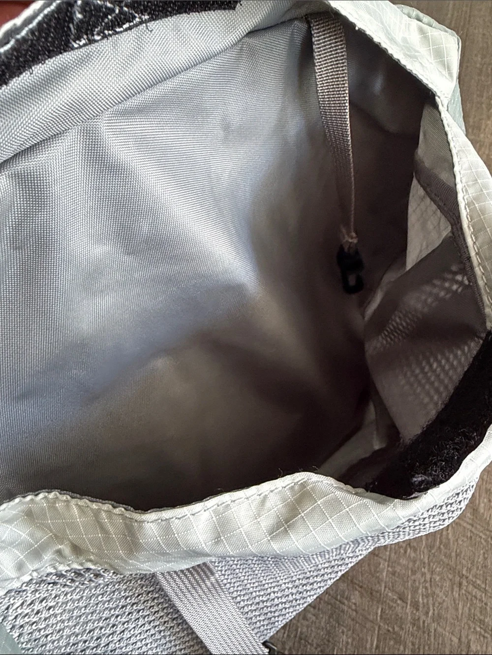 L.L. Bean Stowaway Sling Pack Light Gray with Neon Accents